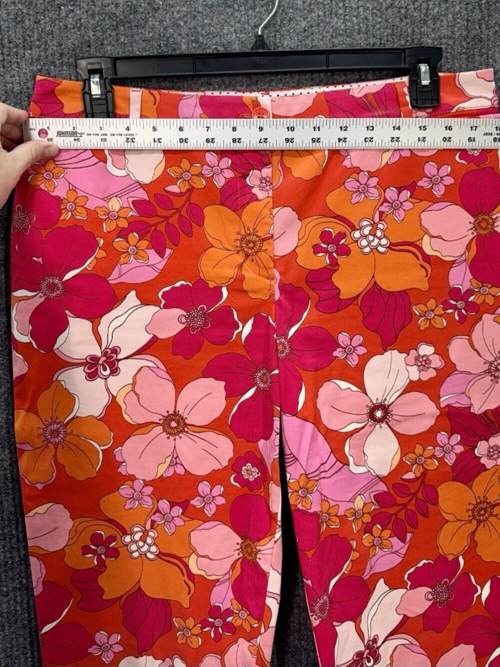 Talbots Perfect Crop Pants Womens 12P Petite Pink Orange Floral Flowers Chino - Picture 6 of 11